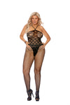 Elegant Moments Crochet Bodystocking With Halter Neck And Open Crotch,