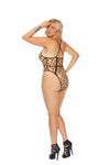 Elegant Moments Sheer Leopard Teddy With Strappy Detail