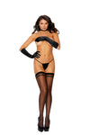 Elegant Moments Sheer Thigh High With Striped Top And Back Seam