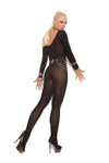 Elegant Moments Opaque Long Sleeve Bodystocking With Open Crotch