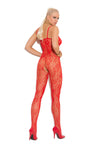 Elegant Moments Rose Lace Bodystocking With Open Crotch