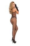 Elegant Moments Seamless Fishnet Halter Bodystocking With Open Bust And Crotch