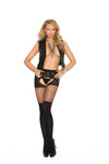 Elegant Moments Opaque Crotchless Pantyhose With Diamond Net Top