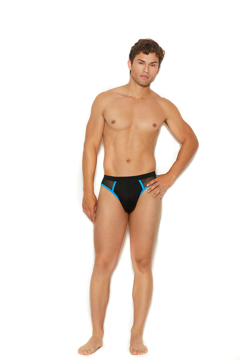 Elegant Moments Mens Mesh And Lycra Jock Strap With Turquoise Trim