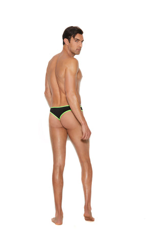 Elegant Moments Mens Thong With Neon Green Trim
